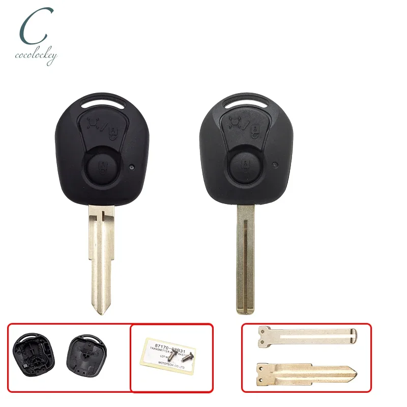 Cocolockey New Key Shell Housing Fit For Ssangyong Actyon Kyron Rexton 2 Button Head Remote Car Keys Fob Uncut Blade