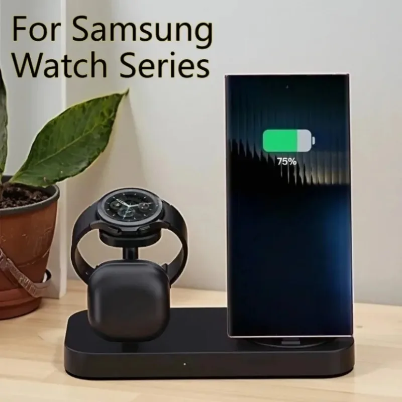

Вращающаяся подставка для беспроводного зарядного устройства 3 в 1 для Samsung Galaxy S24 S23 Watch 1-7 Active 2 1 Earbuds Pro, док-станция для быстрой зарядки