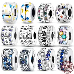 New in 925 Sterling Silver Clasp Silver Charms Silicone Spacer Beads Safety Chain Fit Original Pan Bracelet  Jewelry Women