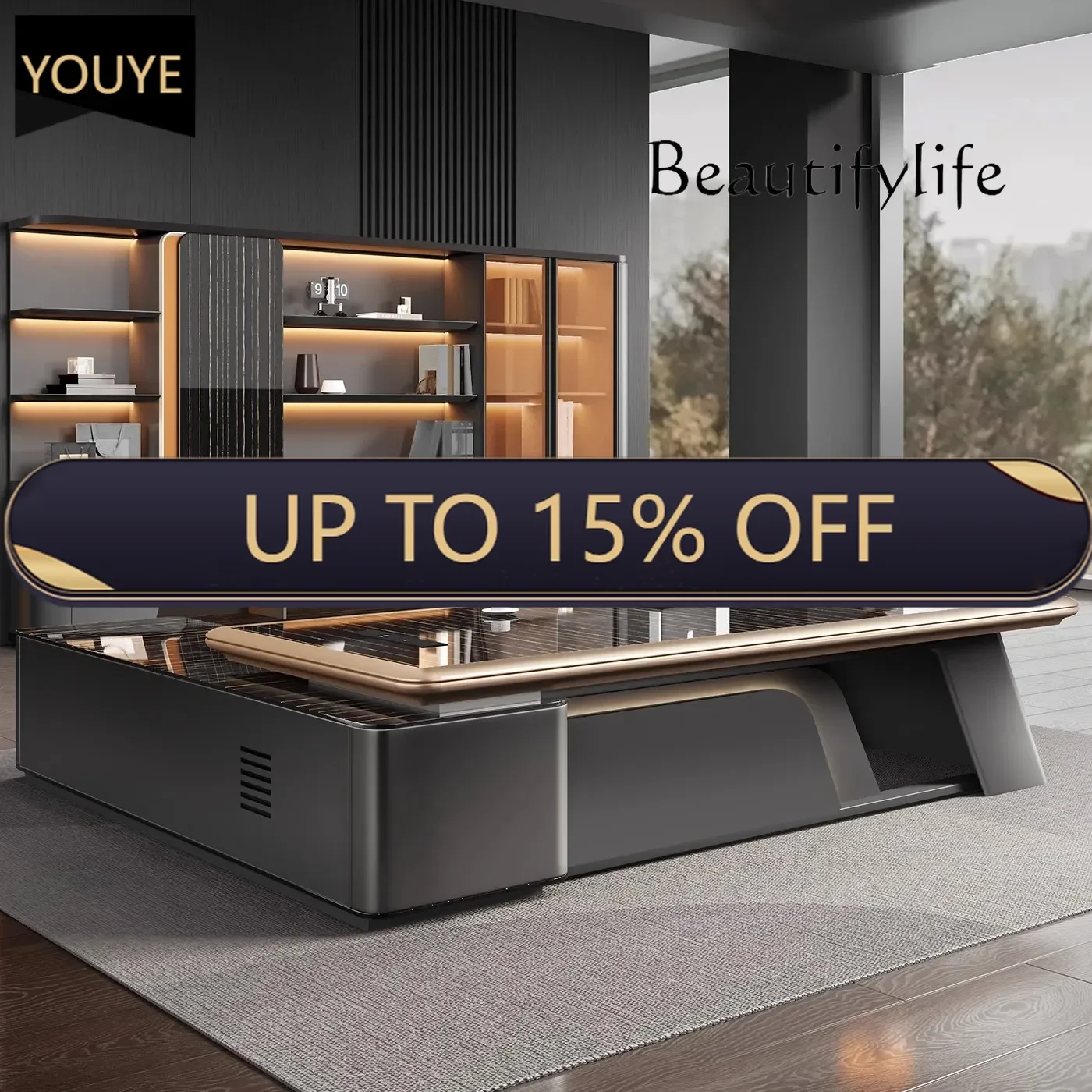 

Q Manager's office desk President desk Light luxury New office desk and chair combination HIGH end