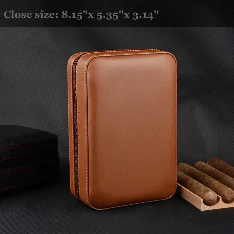 PU Leather Cigar Case Portable Cigar Humidor Cedar Wood Travel Cigar Box W Humidifier Cuban Cigar Holder W Humidity Bag C Logo