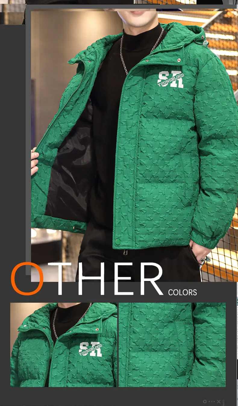 Winter Trendy Parkas Cotton-padded Coats Jacket Men Parkas Outdoor Hooded Coat Casual Windbreaker Thick Warm Coat