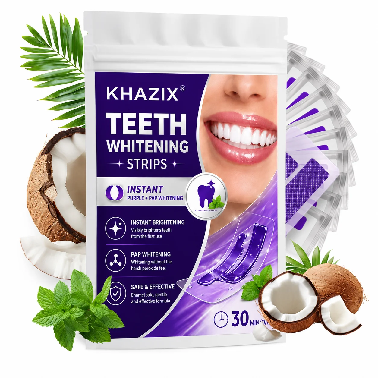 1/7 Pairs Teeth Whitening Strips for Whiter-Looking Smile, Flexible Tooth Strips Easy to Apply for Daily Cosmetic Care