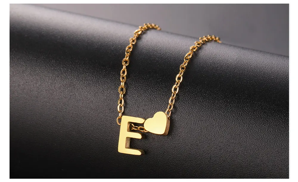 Cazador Anfangsbuchstabe Mini Herz Anhänger Halskette für Frauen Edelstahl A-Z Alphabet Halsband Kette Schmuck Valentinstag Geschenk – Detail 8
