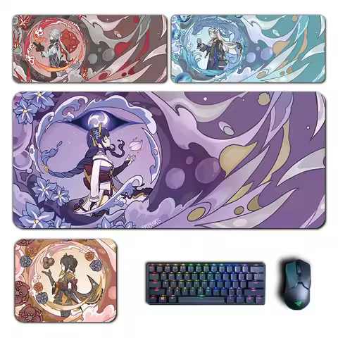 Genshin Impact Mouse Pad Arlechinno Chiori Ganyu Itto Ayaka Mousepad Genshin Computer Pad Anime PC Gaming Accessories Desk Mat
