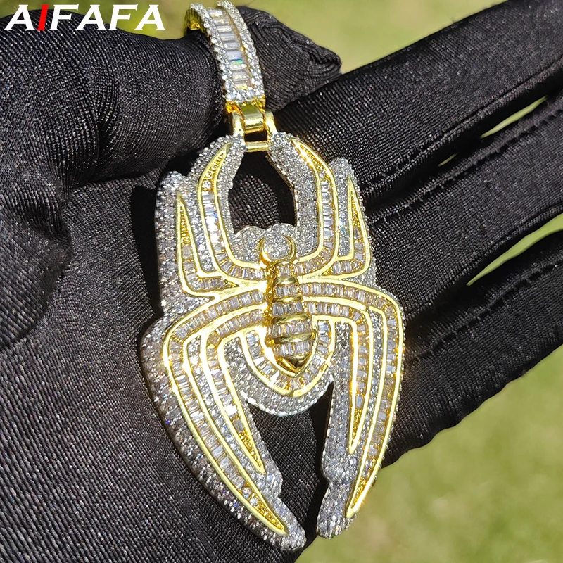 

New Hip Hop Pendant Necklace for Men Women Full Stone Pendant with Neck Chain Gold Silver 2 Color Fashion Jewelry Accessories