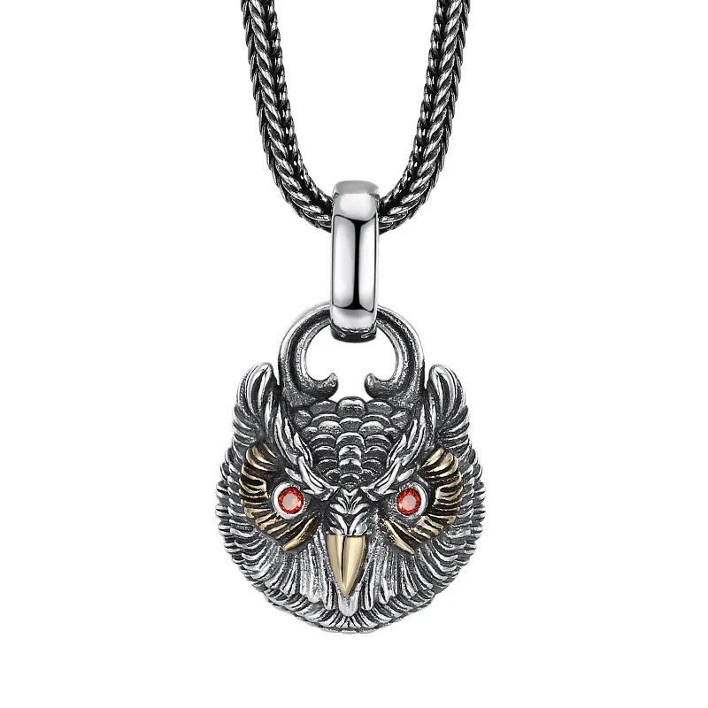 

925 Sterling Silver Graffiti Bone Pendant Necklace, Antique Finish Unisex Gothic Jewelry