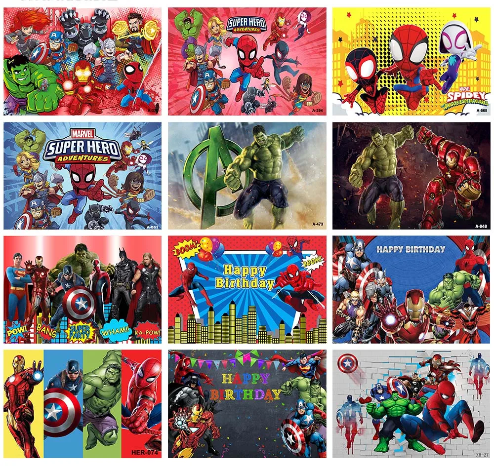 

Avengers Backdrops Superhero Boys Kids Birthday Party Background Supercity Cospaly Baby Shower Banner Photography Photo Studio