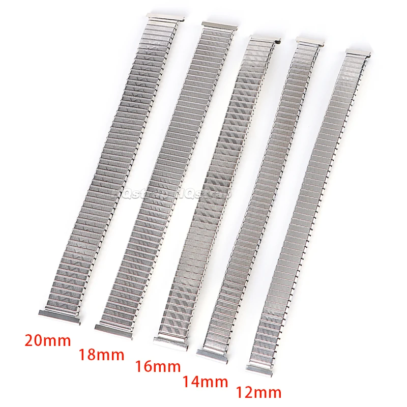 Elastic Stainless Steel Strap 12mm 14mm 16mm 18mm 20mm Metal Expansion Stretch Band for Rolex Universal Replacement Wristband