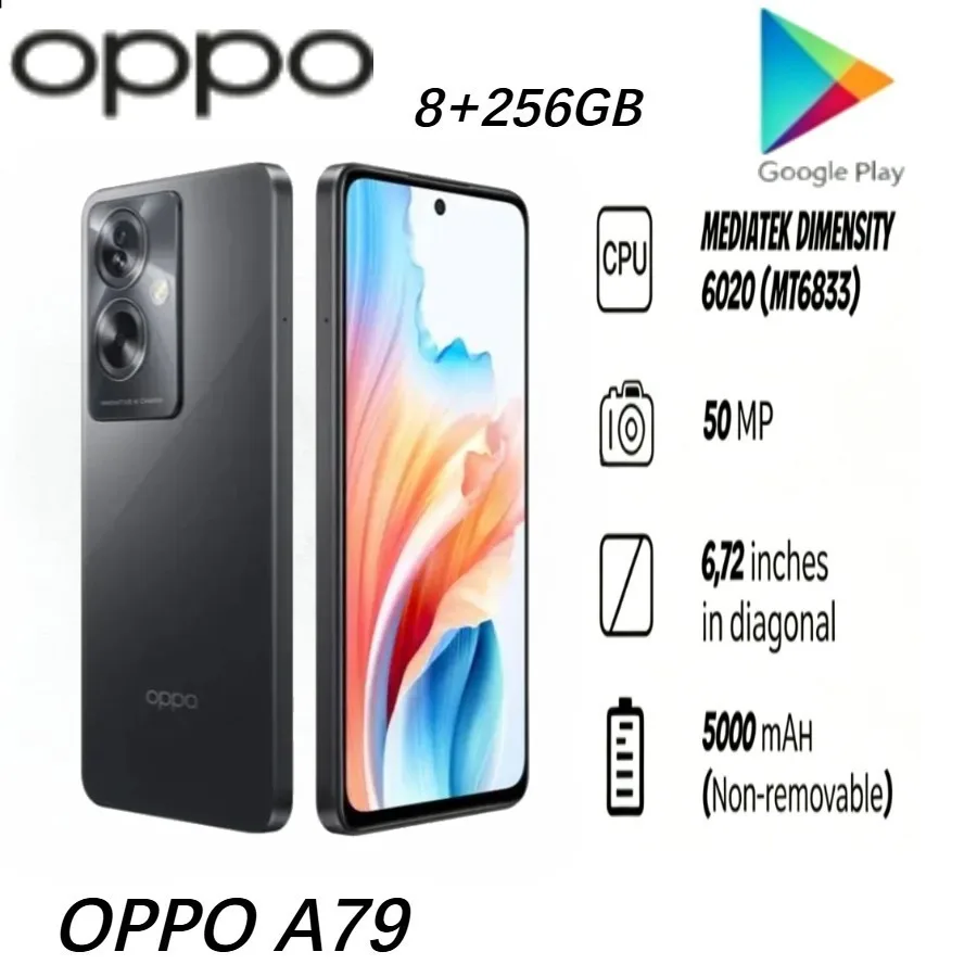

2026 new OPPO A79 8+256GB smartphone with facial recognition—fast charging, full-screen display