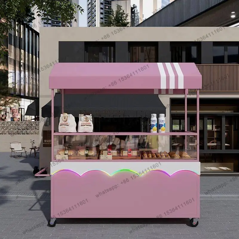 Stall car with glass dust cover Outdoor market Night market Mobile stall car