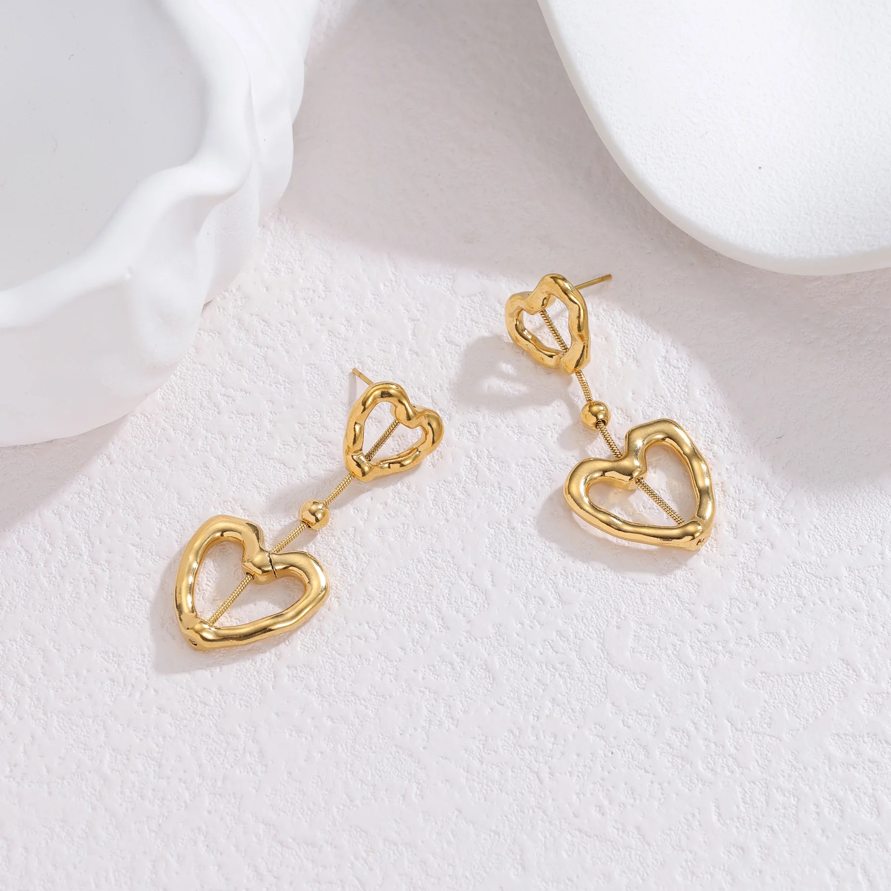 Nextvance الجوف خارج غير النظامية على شكل قلب أقراط سوار قلادة للنساء مطلية بالذهب مجوهرات من صلب لا يصدأ مجموعة هدايا