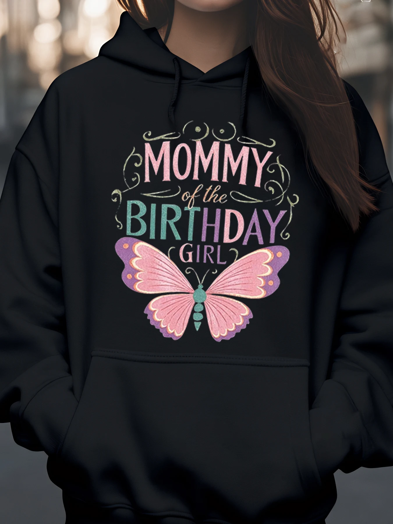 Sweat à capuche imprimé papillon maman de l'anniversaire fille, cadeau de célébration d'anniversaire pour mère pour femmes