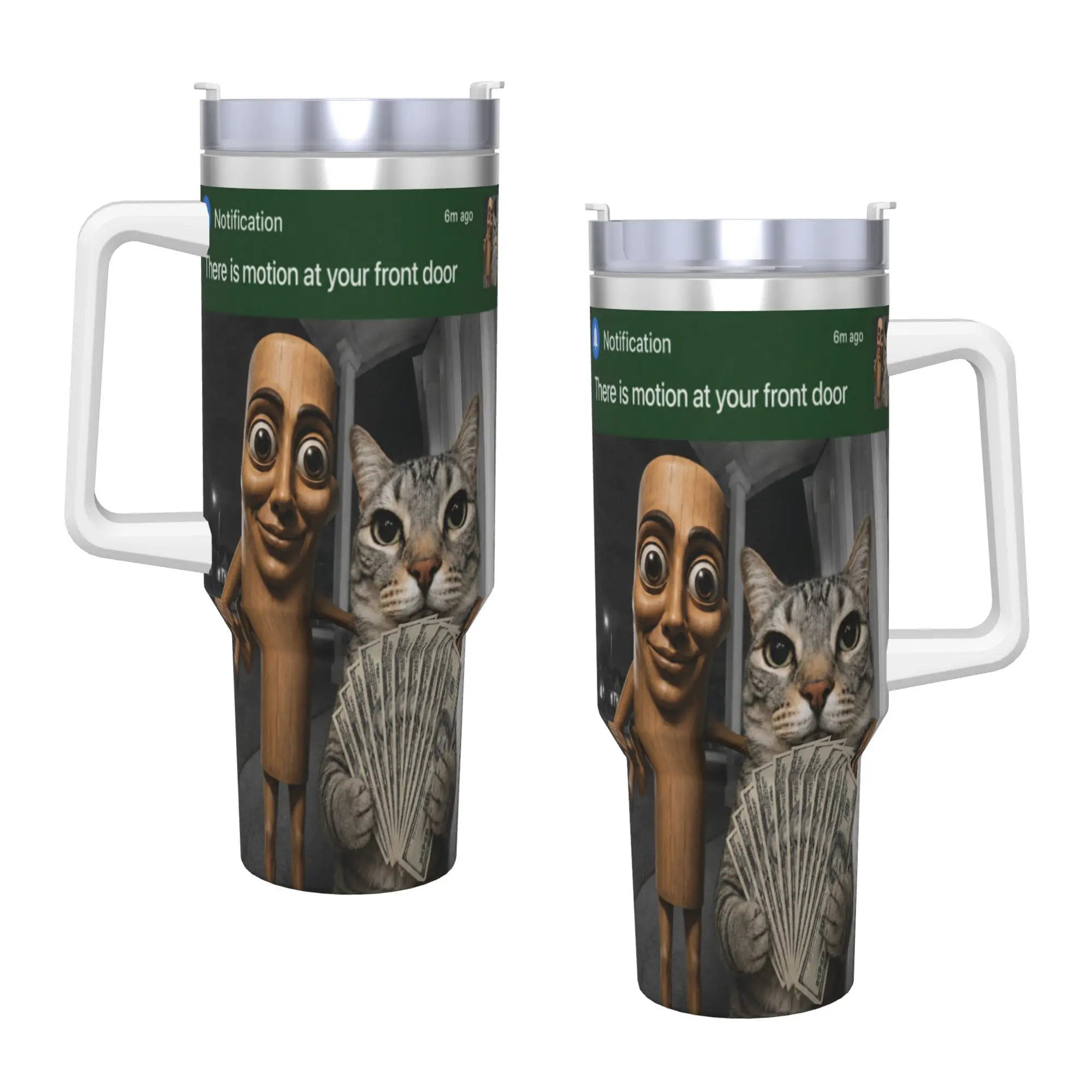 Stainless Steel Tumbler There is Motion at Your Front Door Tung Tung Tung Sahur Cat Thermal Mug  Keep Heat Cold and Hot Mugs Cup