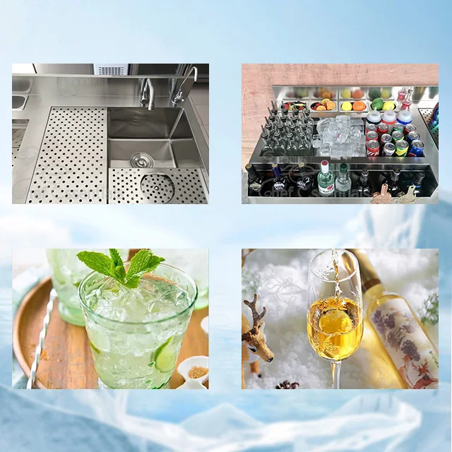 Factory Commercial Custom Coffee Bubble Tea Station Work Table Stainless Steel Bar Counter 220V 120-200L