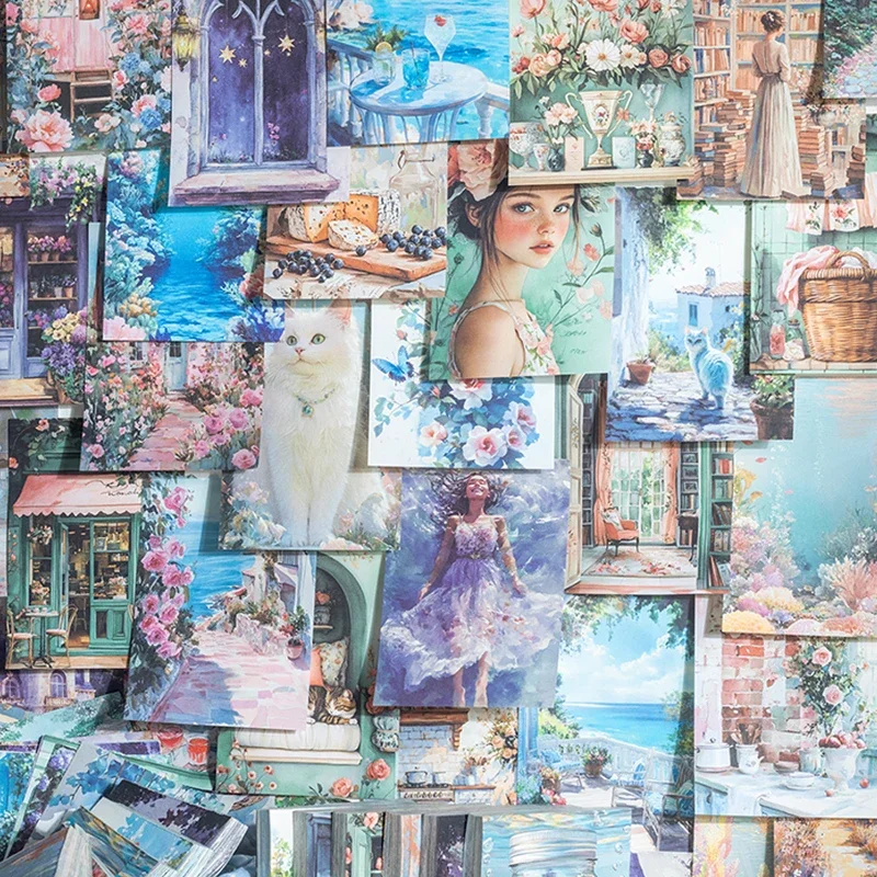 100sheets/bag Sheng Summer Is in Progress Summer Themed Material Paper DIY Handbook Collage Greeting Card Envelope Glasses