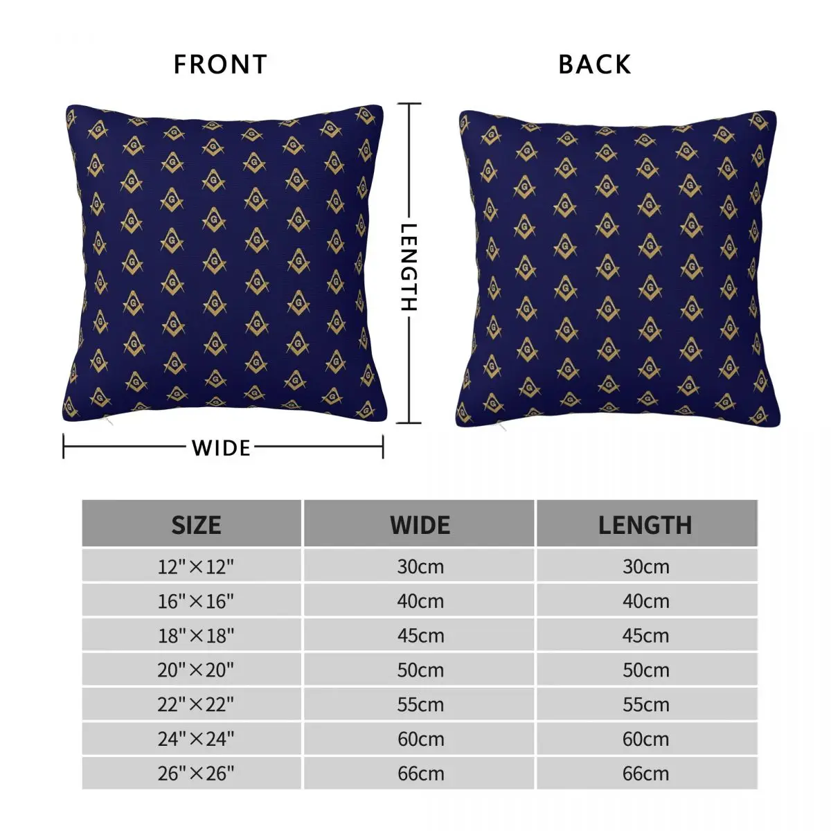 Freemason Square & Compass Masonic Square Pillowcase Polyester Linen Velvet Printed Zip Throw Pillow Case Car Cushion Cover