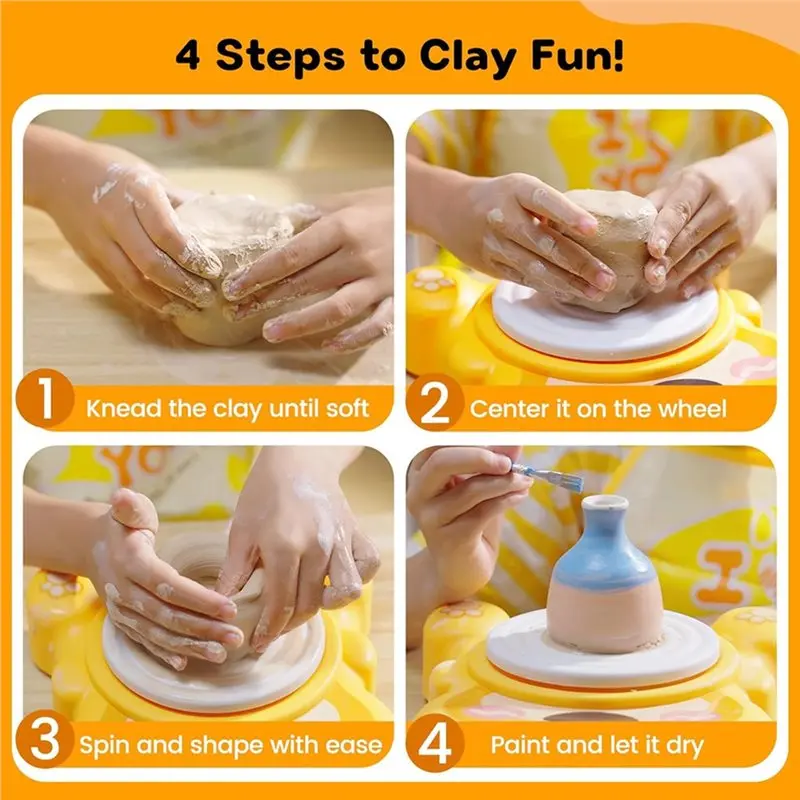 cygj-pottery-wheel-for-kids-8-12-complete-art-craft-set-with-3-pack-air-dry-clays-paints-diy-ceramic-maker-mini