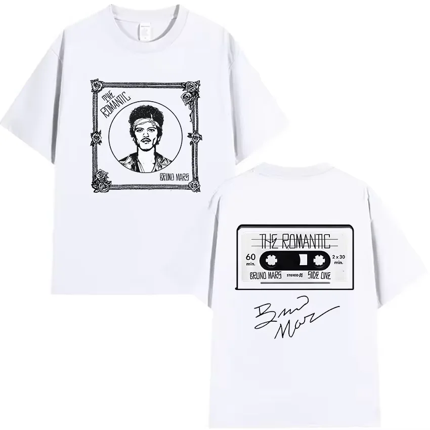 Bruno Mars The Romantic Tour 2026 T Shirt Men's Casual Fashion Cotton Short Sleeve T-shirts Man Vintage Hip Hop Clothing T-shirt