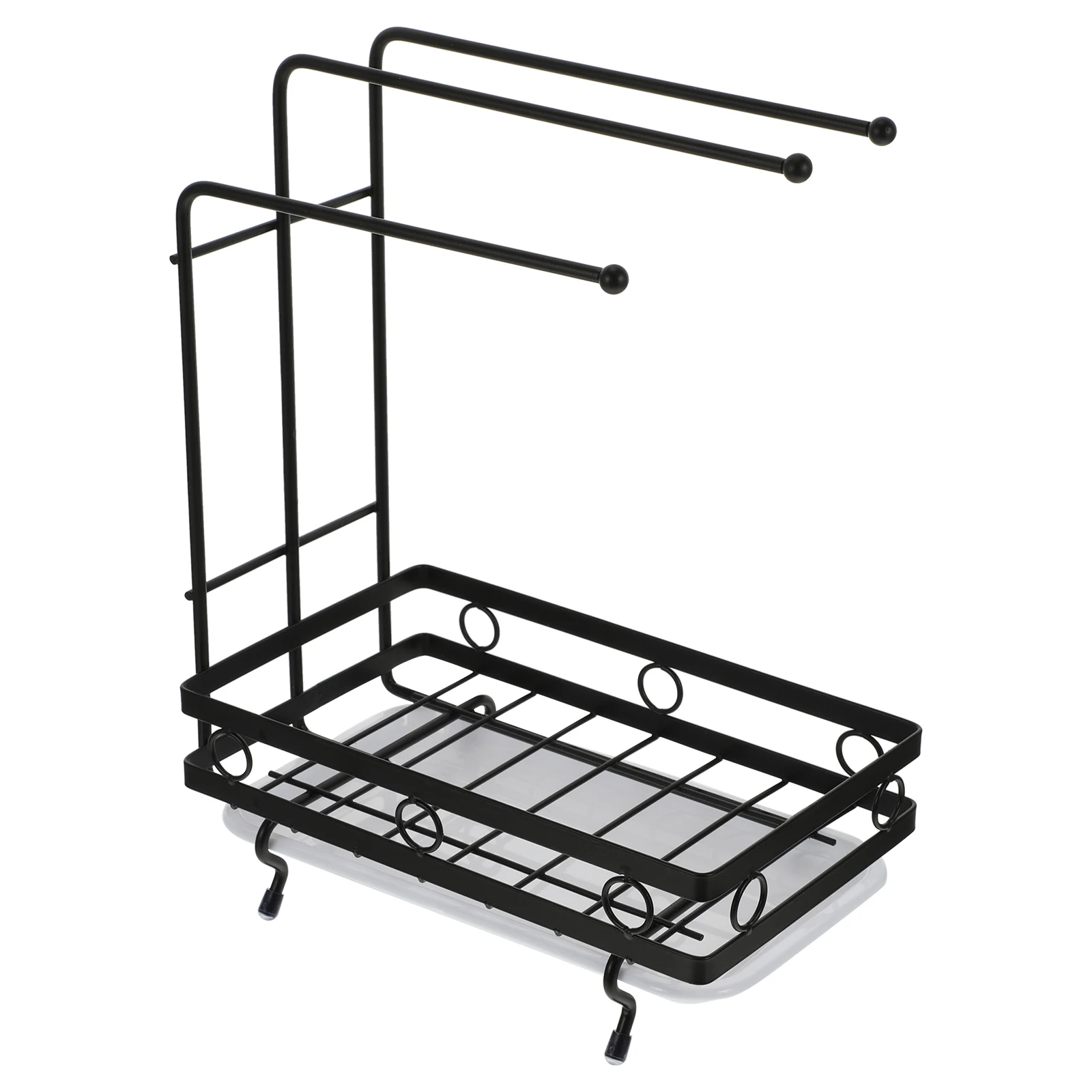 

1pc Wall Mount Dishcloth Rack Black Plastic Sponge Holder Kitchen Rag Drainage Shelf Moisture Proof Storage Organizer