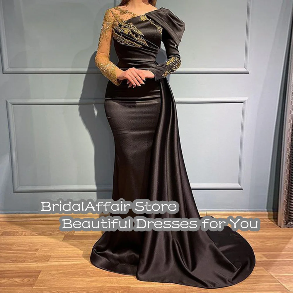 BridalAffair-Robe de Soirée Longue Noire à Paillettes Brillantes pour Femme, Tenue de Bal de Dubaï, Sirène, Rotterdam, Perles Kly, Quelle que soit la ix