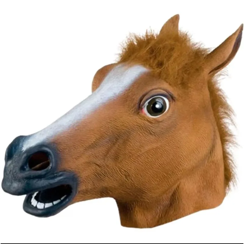 

Halloween Party Horse Head Mask Animal Head Set Cosplay Mask Latex Vinyl Brown Horse Head Unicorn