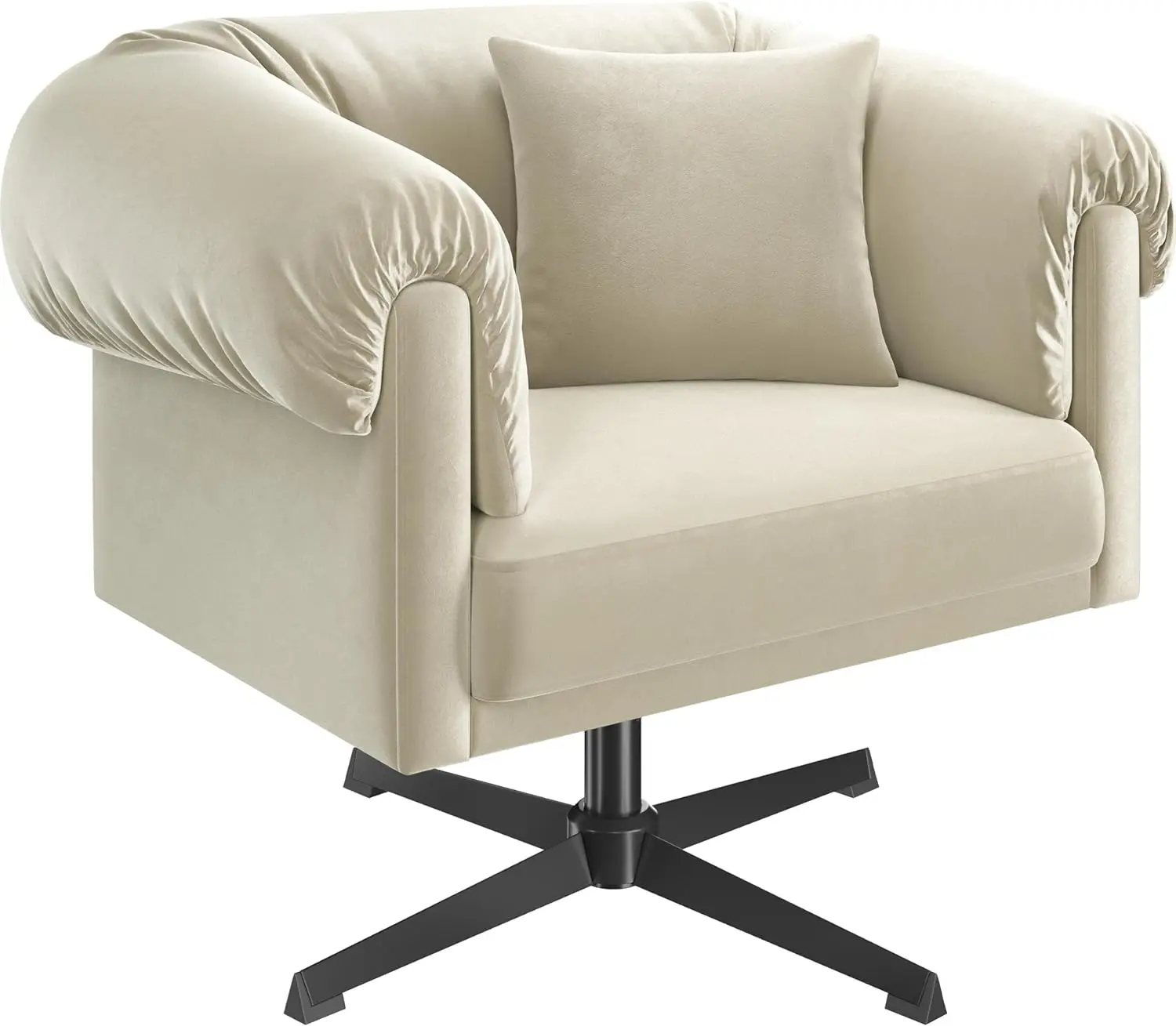 

Swivel Velvet Armchair with Pillow, Modern Upholstered Accent Chair for Living Room, Comfy Cozy Single Sofa Chair