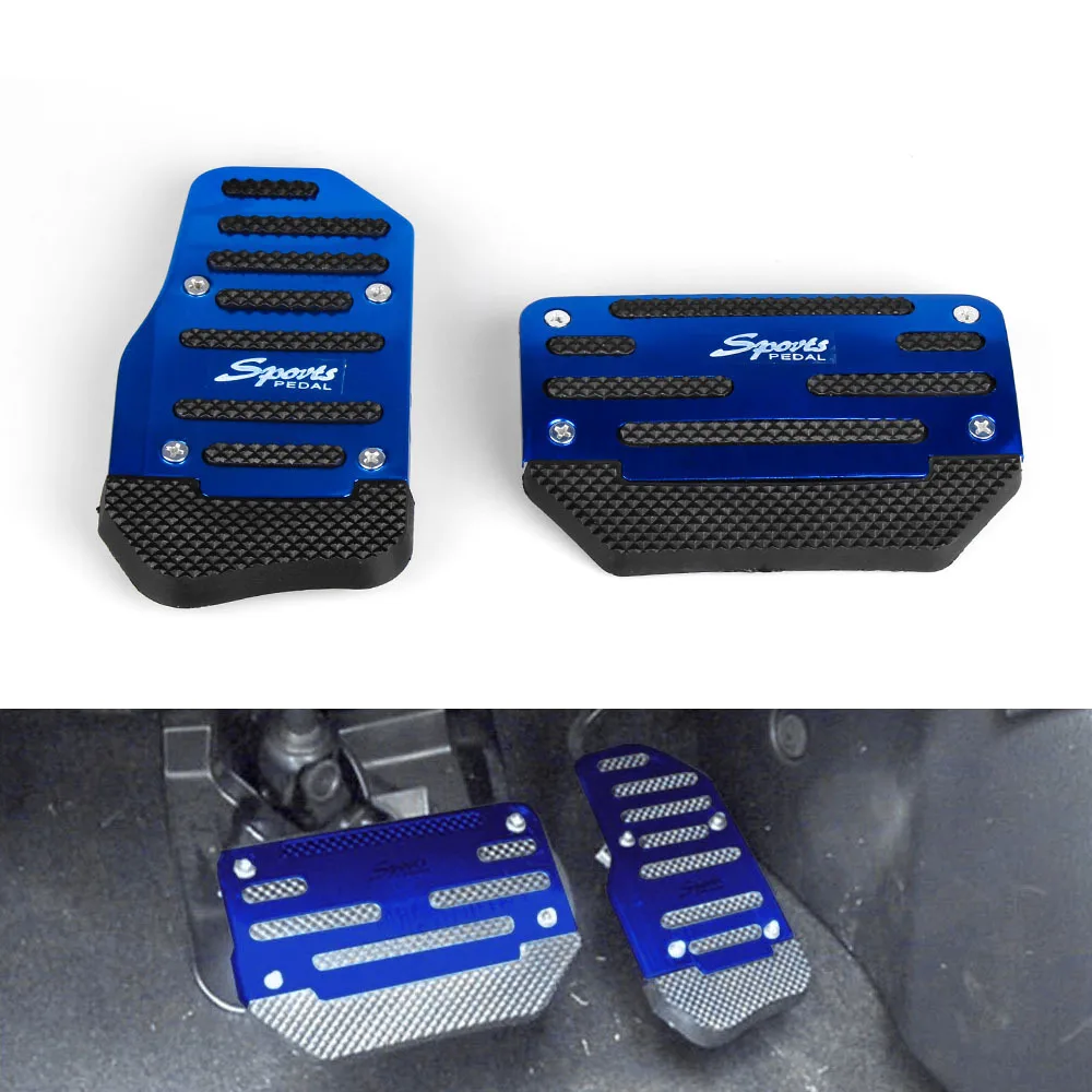 Universal Non-Slip Car Pedals - Easy Install Safety Accessory for Manual & Automatic Vehicles - Stylish Red & Blue Design