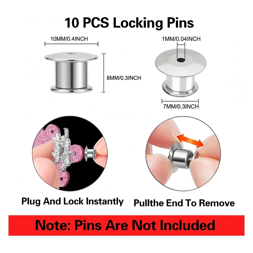 B50B-5 Pack Badge Buddy Pin Holder With 10 Locking Pin Backs Black Pink Purple Badge Pin Holder Compatible