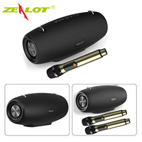 ZEALOT S67 Portable Outdoor Wireless Speaker IPX6 Waterproof 60W MIC AUX TF Card USB for Party Black with Single Mircophone