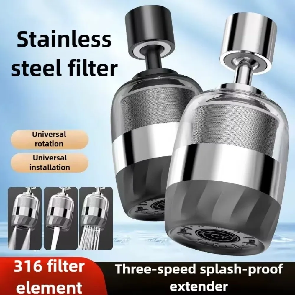 

3 Modes Kitchen Faucet Extender Double-layer Filtration Stainless Steel Water Filter Nozzle Bubbler Splashback Tap Nozzle
