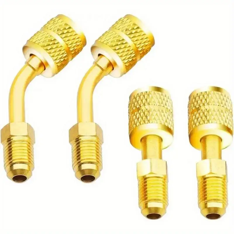 4Pcs R410A Adapter 516 SAE Female to 14 SAE Male Flare for AC HVAC Systems