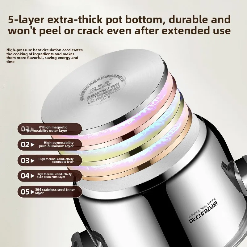 304 Stainless Steel Pressure Cooker Home Use HighPressure Safety Explosion Proof Induction Gas Large Capacity Pressure Cooker