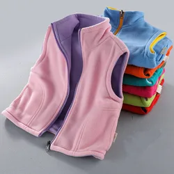 Spring Baby Kids Vest Fleece Jackets For Girls Velvet Outerwear Candy Color Warm Boys Jacket Children Sleeveless Jackets