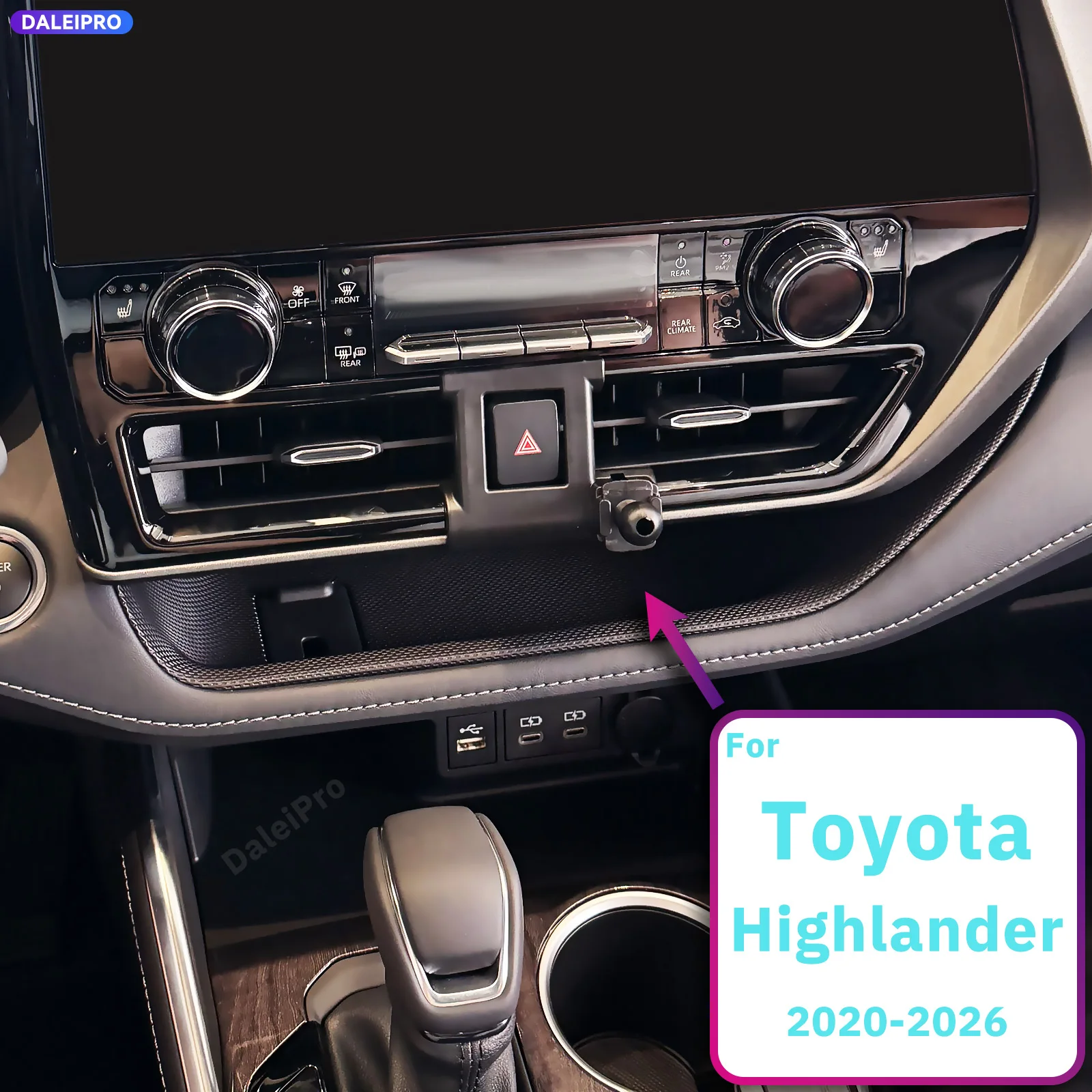 For Toyota Highlander XU70 2020-2026 Vehicle-Specific Phone Holder Base Smart Car Phone Mount 66W Charging Auto-Sensing RHD LHD