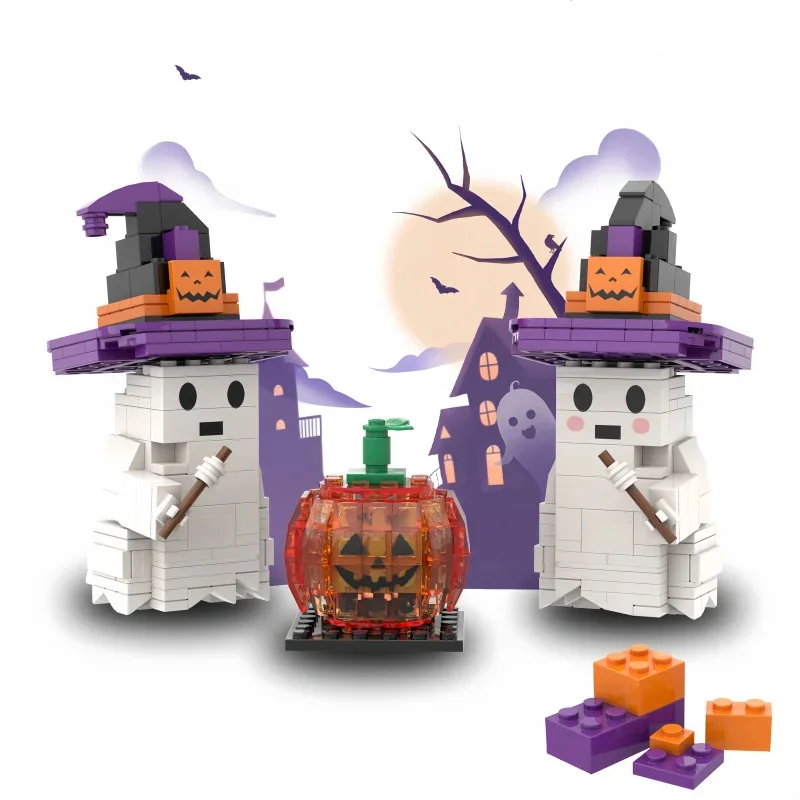 

Pumpkin Ghost Building Blocks Halloween Gift Small Particle Interlocking Children's Toys Compatible With Ghost Themed Party