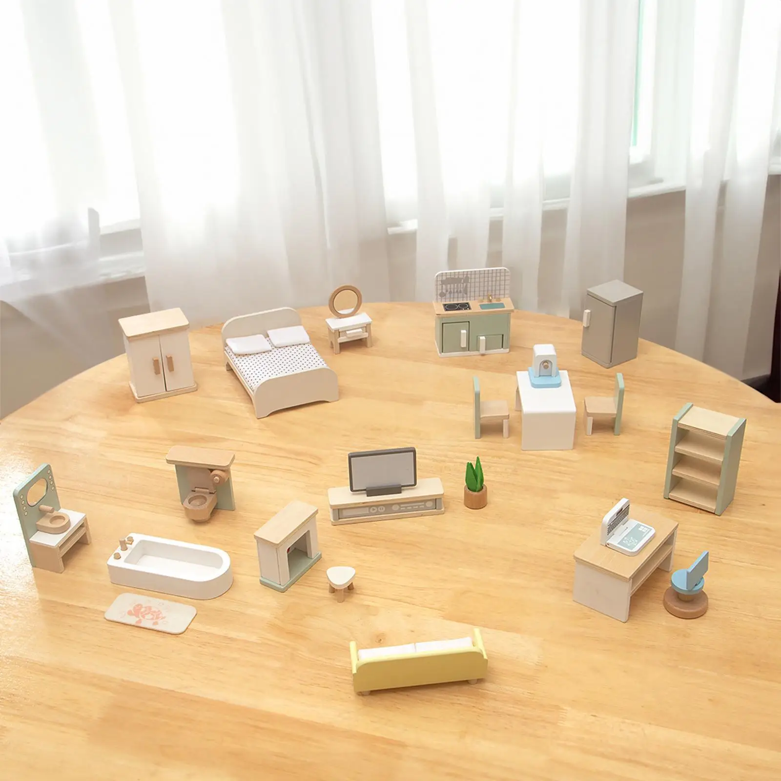 Ensemble de meubles de maison de poupée en bois, jouet de jeu imaginatif, meubles de Simulation