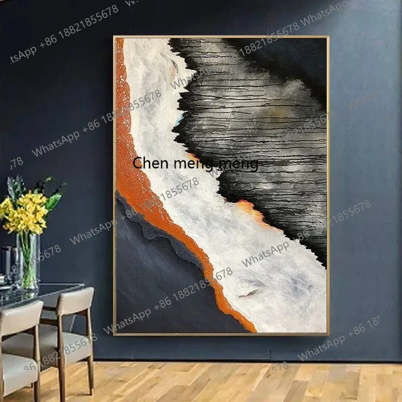 A74Hand painted abstract modern simple large oil painting living room entrance Nordic style painting