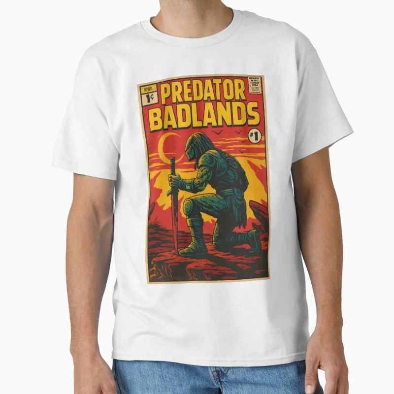 الرجعية المفترس الأراضي كوميدي غطاء-الخيال العلمي الغريبة المحارب الفني الغابة هنتر الغريبة هدية تي شيرت كبير الحجم بلايز S-6XL