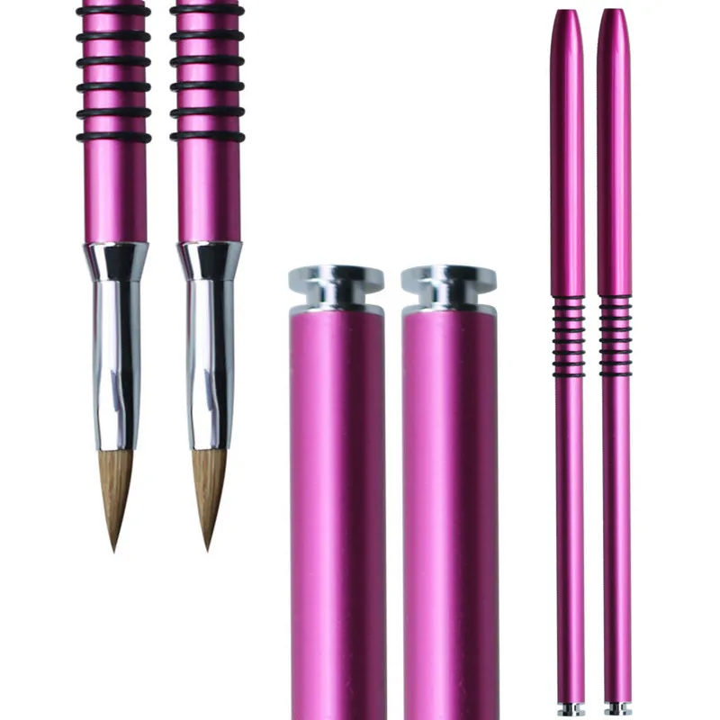 

1PC Nail Crystal Carving Brush Flat Round Extension Gradient Liner Flower 3D Painting Powder Stripe Lines Pen Manicure Tools