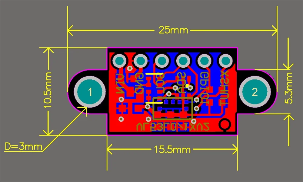 Das Laser-Entfernungssensormodul VI5300, mit einer Reichweite von 4 Metern, ersetzt VL53L0X und VL53L1X und enthält eine Abdeckplatte. – Detail 3