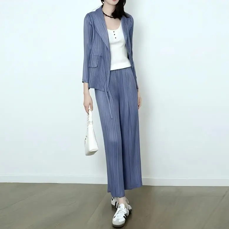 

Miyake Folds 2026 Spring and Fall New Temperament Fashion Simple Jacket Female Pleated Casual Small Suit A Whole Set of Pleat