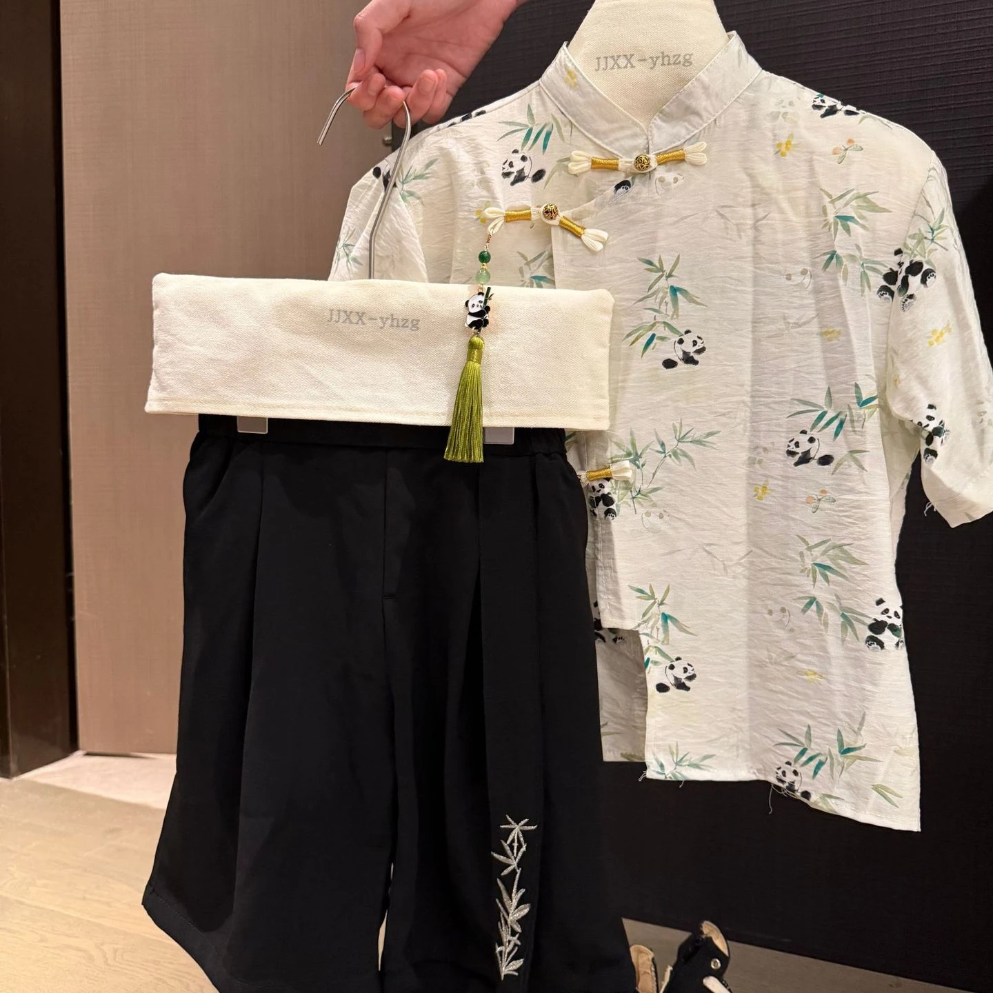 Boys' Suit 2026 Spring/summer New Children's Wear Boys' Baby New Chinese Button Shirt and Ribbon Shorts Two-piece Set