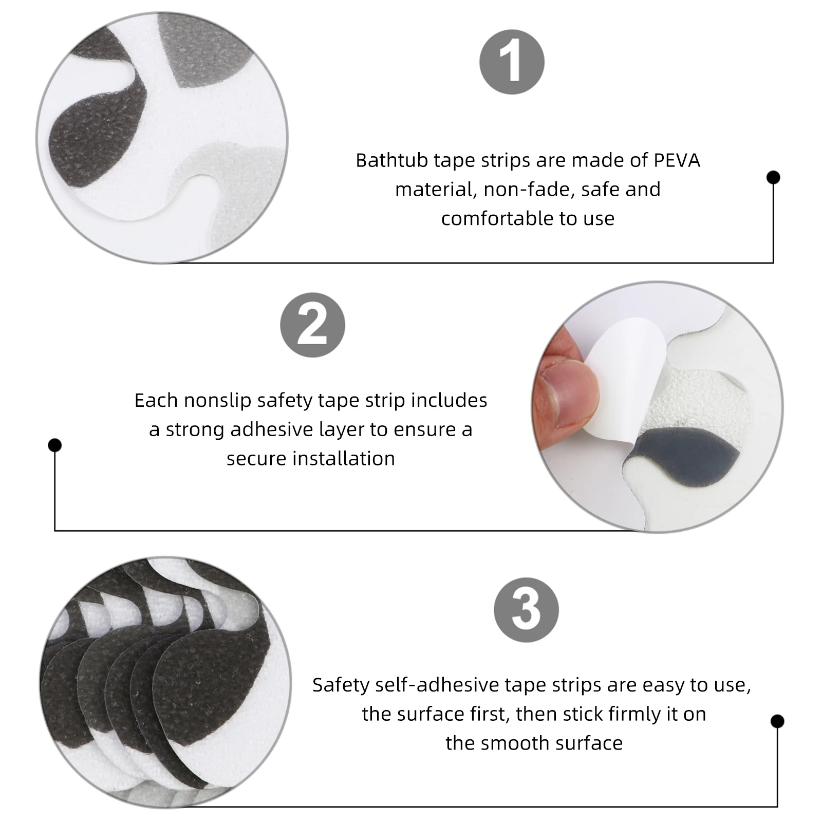 

10 Pcs Nonslip Bath Stickers PEVA Anti Skid Tape for Bathtub Shower Stair Pool Decals Waterproof Strips