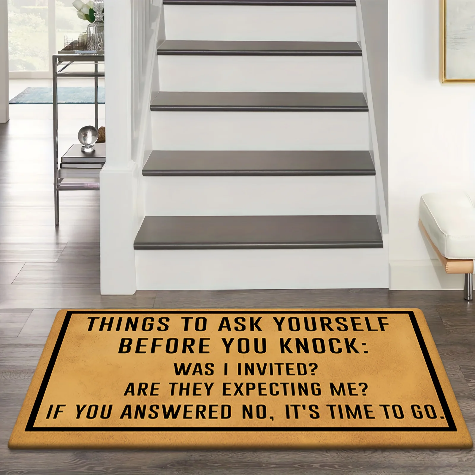 [ Product] [Fleece And 1Cm Thick Sponge Material] Fun Door Mat | Pre-Knocking Self-Reflection Reminder Printed Mat, Suitable f