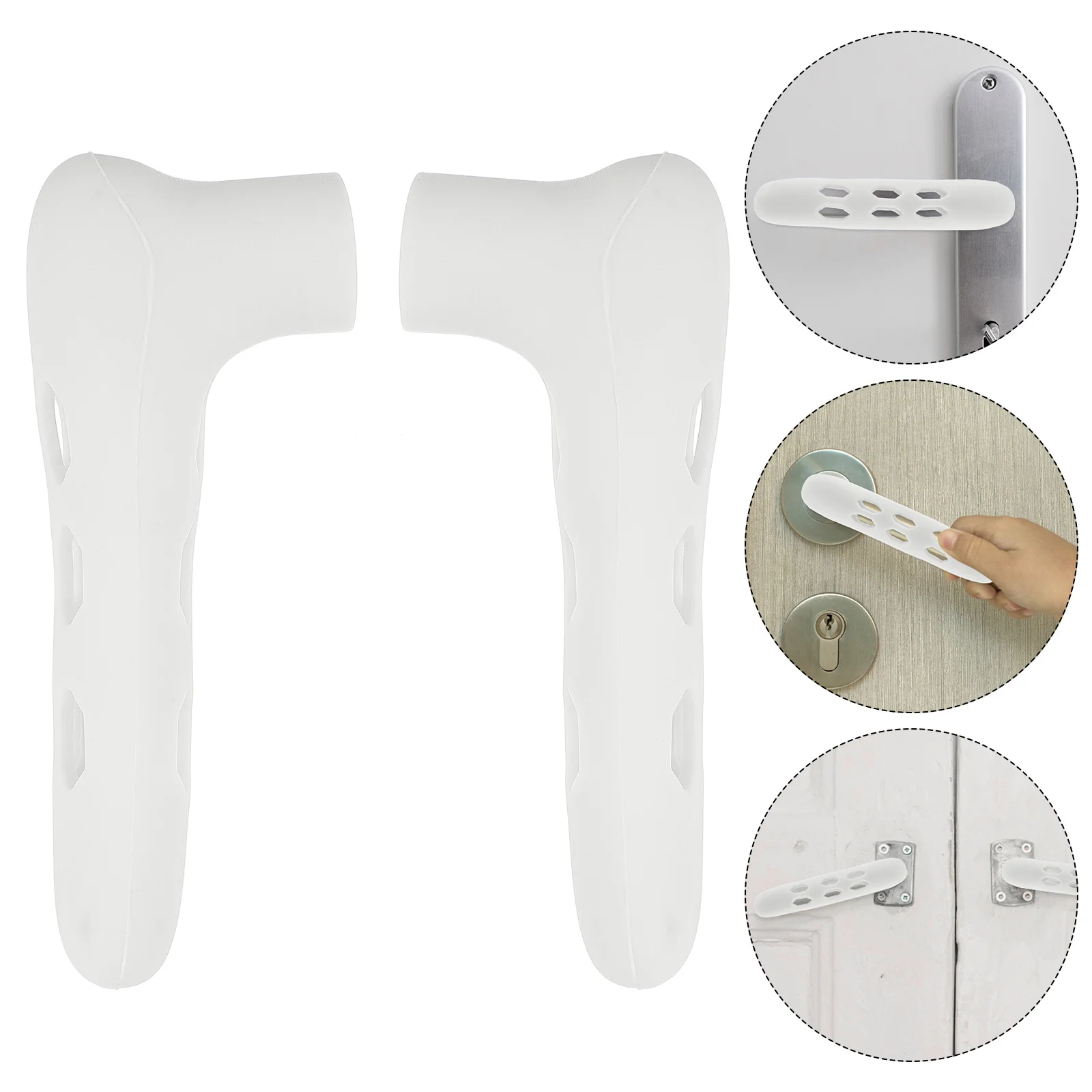 

2pcs Door Handle Protective Covers Silicone Anti-Collision Skid-Proof Wall Baby Safety Bumpers Quick-Dry Doorknob Sleeves For