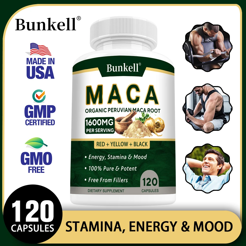 Bunkell Organic Peruvian Maca 1600 Mg - Energy, Stamina & Mood Supports Immune System