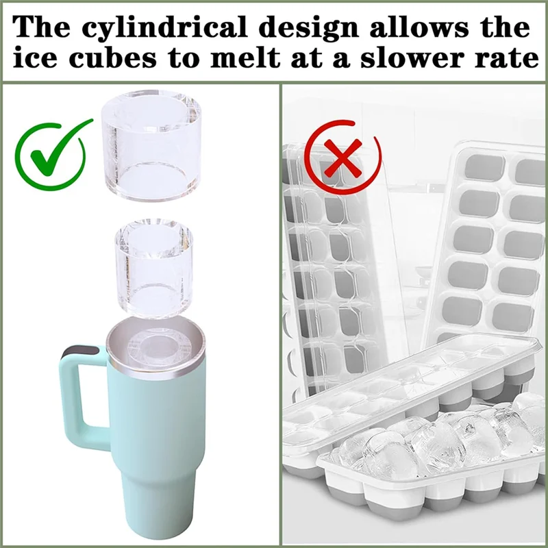 

AB46-Ice-Cube Tray For Stanley Cup, Ice-Cube Molds For Stanley 20Oz 30Oz 40Oz Tumbler Cup,Ice-Cube Trays With Lids Easy To Use G