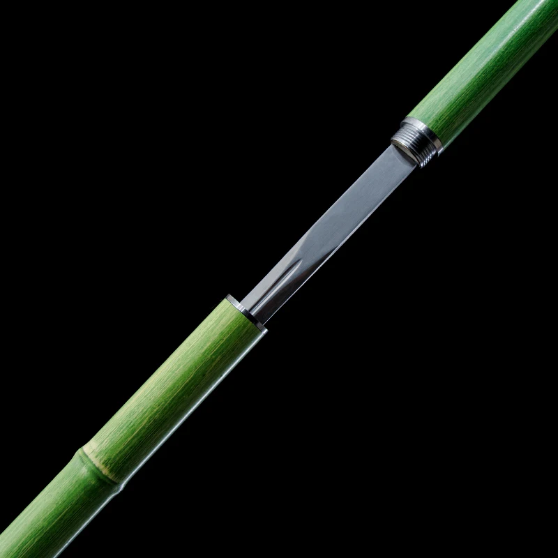 112cm Green Bamboo Walking Stick Sword High Manganese Steel Blade Sharp Real Full Tang Medieval Swords Dragon Samurai Katanas - view 2