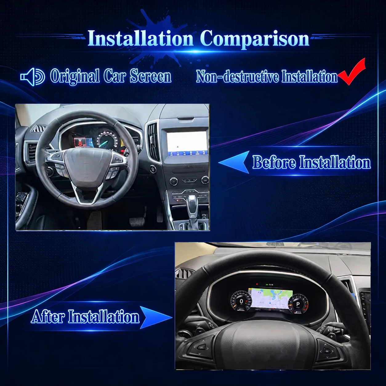 GAUGEWAY Digital Speedometer Instrument Cluster for Ford Edge 2014-2019 LCD Dashboard Gauge Replacement